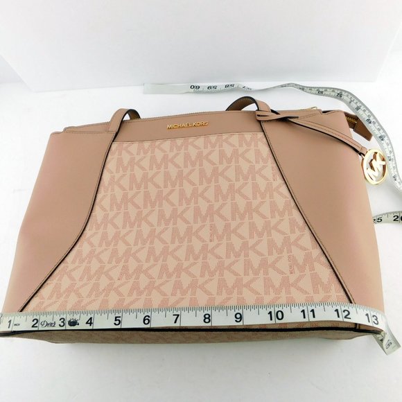 MICHAEL KORS Signature MK Logo Blush Pink Makeup Satchel Tote Shoulder Bag - Picture 9 of 10